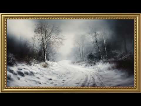 Vintage Winter Forest Landscape Painting | Gold Frame TV Art | Art Screensaver for TV 2 Hrs