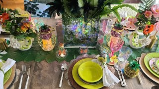 #Tropicaltablescapechallenge2021# how to decorate tropical tablescape#