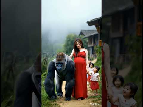 Gentle gorilla journey#viralshort #trendingshort #happy #gorilla #animallover#pregnentwomen