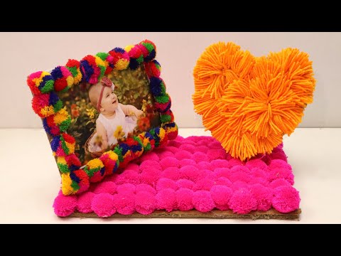 Unique Woolen Beautiful Heart Photo Frame Making at Home | DIY Room Decor