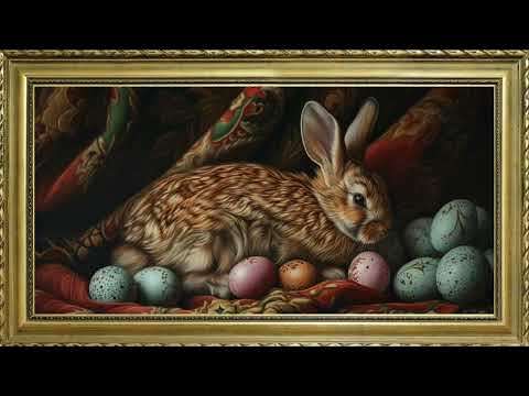 EASTER BUNNY FREE TV ART WALLPAPER SCREENSAVER DARK MOODY BACKGROUND VINTAGE FRAMED SAMSUNG TV ART