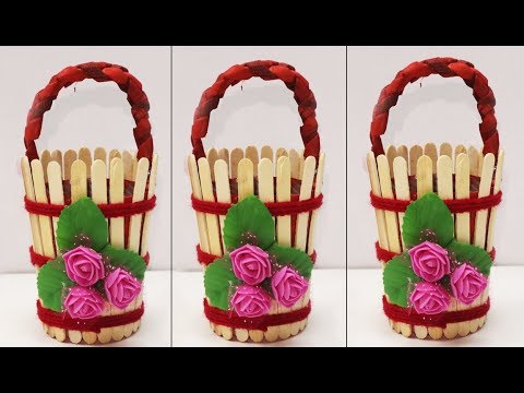 Easy flower vase from ice cream sticks | best ice cream stick craft idea | room decor idea |2020