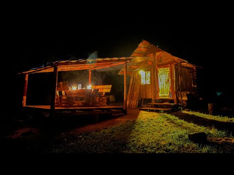 Building a Log Cabin in the Forest. We are building an entrance staircase. Life away from people