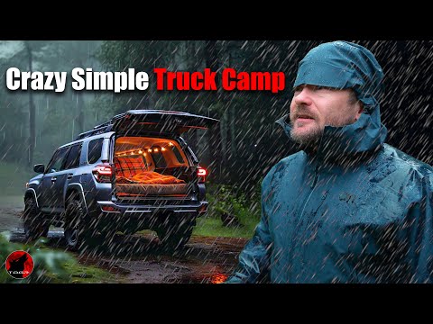 🌧️ Truck Camping in HEAVY RAIN - Insanely Easy Camping - Overnight Adventure