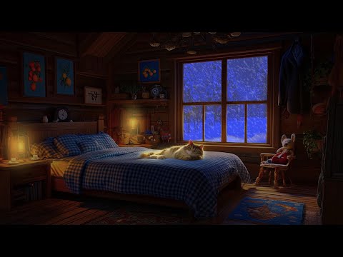 Howling Blizzard Sounds | Warm Winter Air | Strong Wind and Crackling Fire For Sleeping