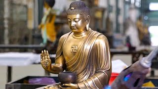 Pious Faith ! 40 Year Old Factory Mass Produces Brass Buddha Statues