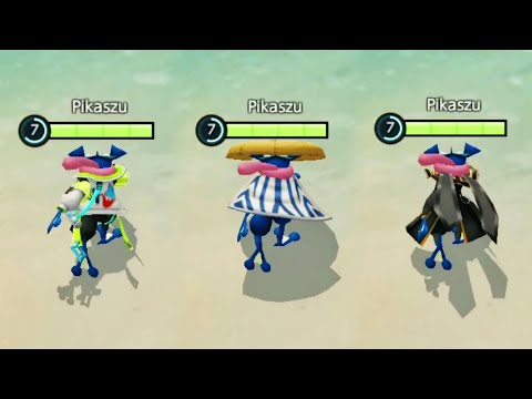 Greninja Neo Street vs Wanderer vs Costume Party Style Holowear Comparison - Pokemon Unite