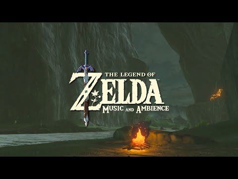 Relaxing Zelda Music with rain & Campfire Ambience