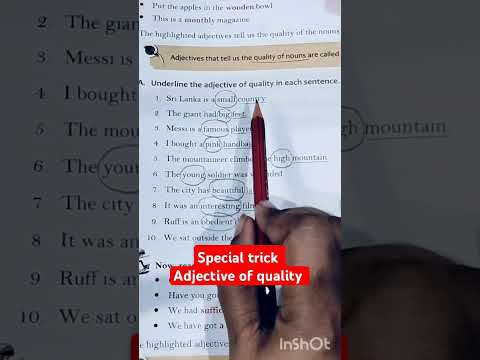 Adjective of quality!! Adjective of quality!! Kinds of adjectives!! #booksonvideo #grammarshort