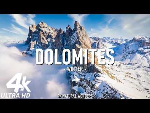 4K Dolomites Winter ❄ Snowy Peaks, Frozen Landscapes, and the Magic of Italy’s Alpine Paradise