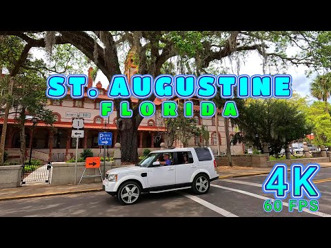 St. Augustine Drive on a Busy Day, Florida USA 4K-UHD