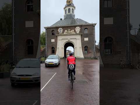 Cycling through Leiden’s city gate (Zijlpoort) #bikepacking #cyclingaroundtheworld