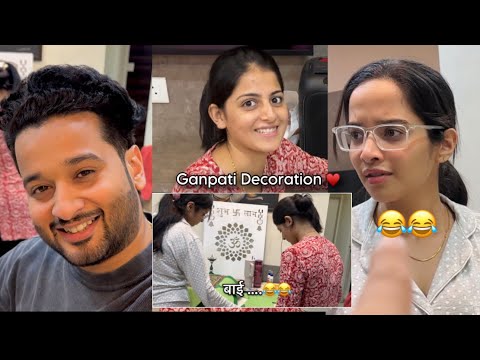 Neha & Ankita Ganpati Decoration madhe , अंकिता च्या लगनाची Date 😂 Announce - Expression Bagha 😂