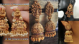 Trending temple jewellery jhumka design image||peacock jhumka||gold jhumka