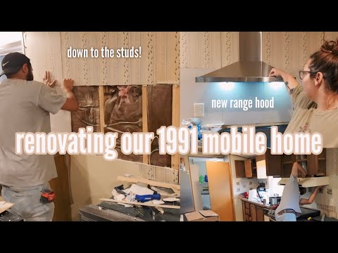 NEW RANGE HOOD + SHIPLAP CEILING | RENOVATING OUR 1991 MOBILE HOME | mobile home kitchen reno Ep.30