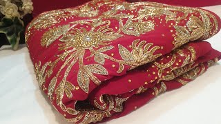 RED BRIDAL DESIGNER SAREE IN STONE WORK & ZARDOZI WORK #zarangsaree #designersaree #saree