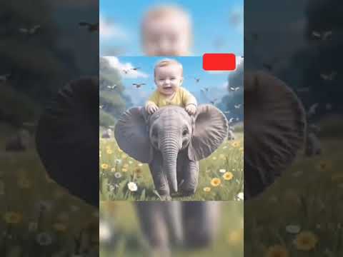 Elephant baby riding#hen#ai#viralvideo #shots#shots #cute