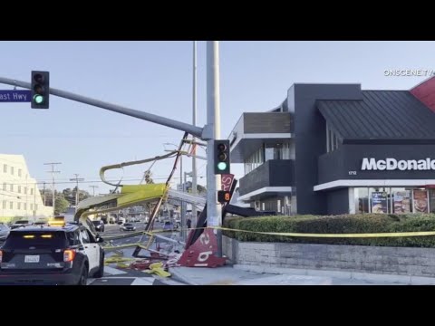 McDonald's sign falls on biker on PCH