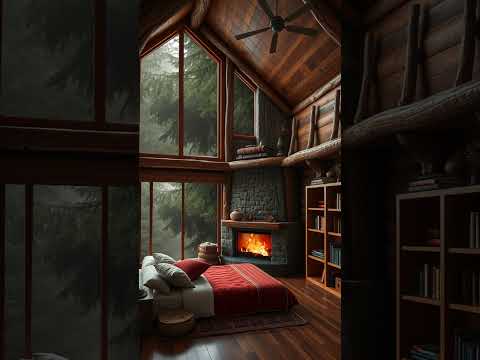 #rain #cabinbliss #relax #cabinambience #peace #fireplace #home #rainsounds #calm #cozycabinambience