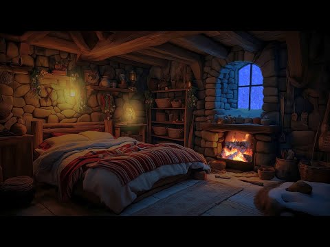 Deep Sleep Instantly - Relaxing Blizzard, Snow Storm, Cozy Fireplace