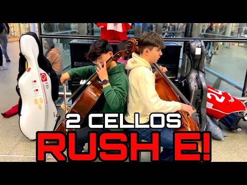 Playing Rush E with 2 cellist in public be like