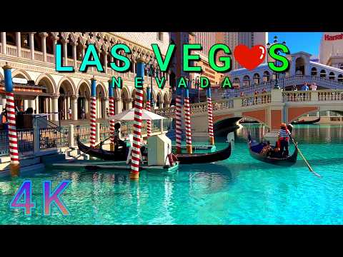 Las Vegas Strip Walk on a Warm Day Part 5/5, Nevada USA 4K - UHD