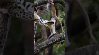 omg Leopard vs Monkey 🐵 #animallife #animals #wildlife #animalworld #leopard #nature #shorts #monkey