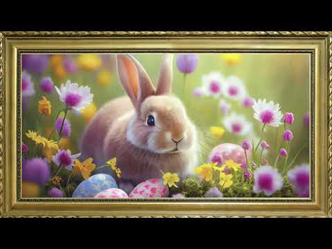 EASTER BUNNY FREE TV ART WALLPAPER SCREENSAVER BACKGROUND VINTAGE SAMSUNG TV ART OIL PAINTING 3HRS