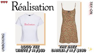 REALISATION PAR The Inez In Dahlia & Logo Tee | Unboxing & Try-on | AERIN