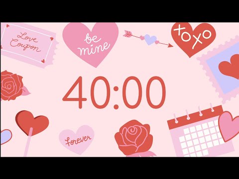 Valentines Pomodoro Technique 40 Minute Timer with 15 Minute Breaks | Study and Focus timer