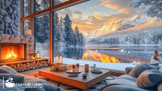 ❄️Sweet Jazz Melodies By The Lake 🎷 Warm Fireplace For Relaxing Jazz Space And Uplifting Mood