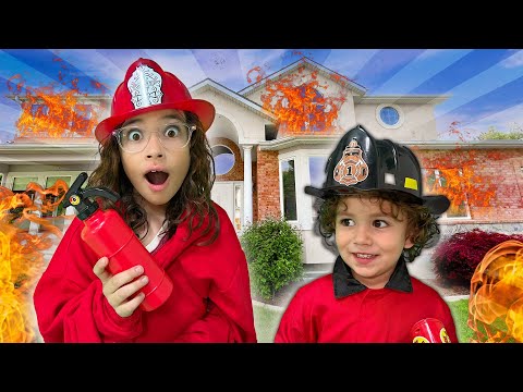 Firefighters Save The Day! Imagination Play and Fire Safety With Ashlynn and Levi Fam Jam