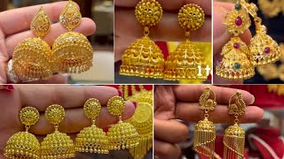 2024 Latest Gold Jhumka designs with weight/ New gold Jhumka designs / सोने के झुमके (झुमकी) #gold