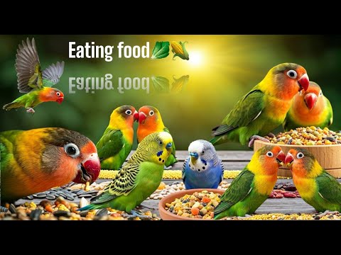 Lovebirds Eating Food 🥬🌽| Smart lovebird Parrot #lovebird #parrot #birdslover