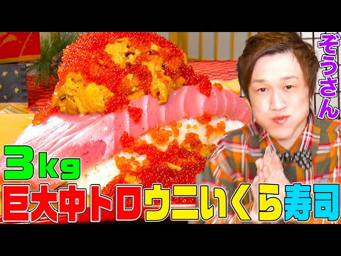 【大食いYouTuber vs かっぱ寿司】３kgの巨大中トロウニいくら寿司をぞうさんが一気に食べる動画【ロングver.①】