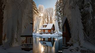 Winter beauty cabin with AI #nature #ai #cabin #snow #cozycabinambience #snowycabin #winter