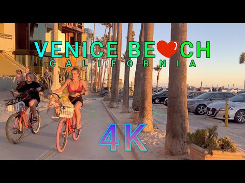 Venice Beach Sunset Walk, Los Angeles USA 4K - UHD