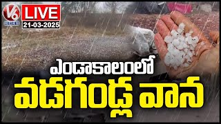 LIVE : Hailstorms Hits North Telangana | Unseasonal Rains | V6 News