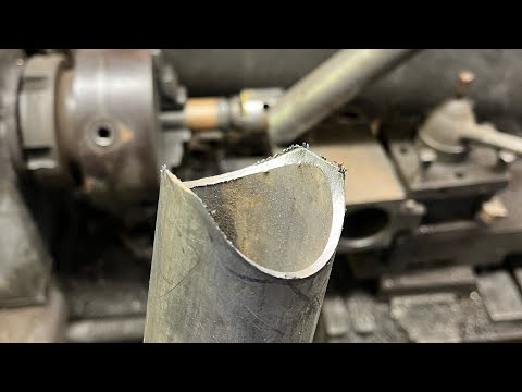 Using an old lathe as a tube notcher