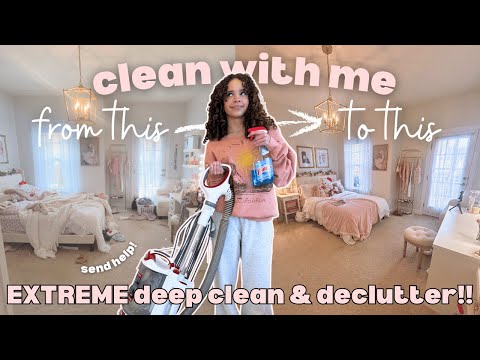 cleaning my DISASTER of a room... 🤯 | from messy to aesthetic 🤍 | motivational ✨