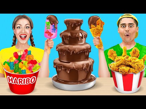 Amazing Chocolate Fondue Challenge! Weird Food Mixes by 123 GO!