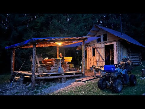 Life in a Log Cabin in the Siberian Forest. How to make DIY AXE. Railing for Gazebo