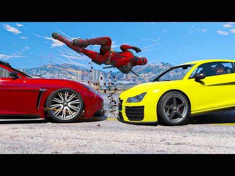 GTA 5 DEADPOOL vs Super Cars - Spiderman Car Crash Compilation (Euphoria Physics Showcase) #21