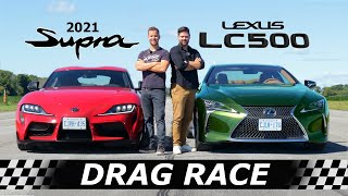 2021 Lexus LC500 vs Toyota Supra // DRAG & ROLL RACE