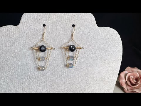 Obsidian and labradorite earrings#earringslover #earringsdesign #earringsdesign #earrings #tutorial