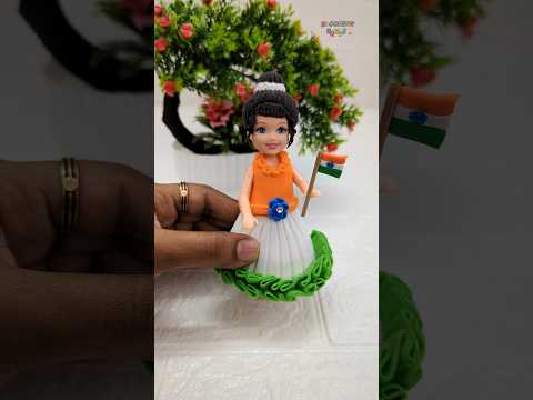 Reverse Play⏮️Independence day special🇮🇳💕Love India🇮🇳💞Tri Colour Girl Dress Making With Clay 🇮🇳🥰