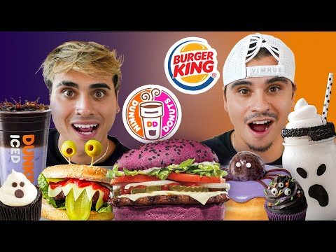 EATING HALLOWEEN FAST FOOD ITEMS FOR 24 HOURS!!