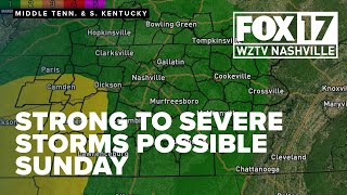 Strong to severe storms possible Sunday for Middle Tennessee, Southern Kentucky