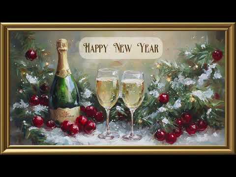 Vintage Happy New Year Painting | Gold Frame TV Art | Art Screensaver for TV 2 Hrs