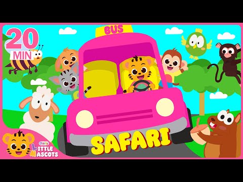 Wheels on The Bus Safari🚌| Monkey, Sheep & more | Little Mascots Nursery Rhymes & Kids Songs